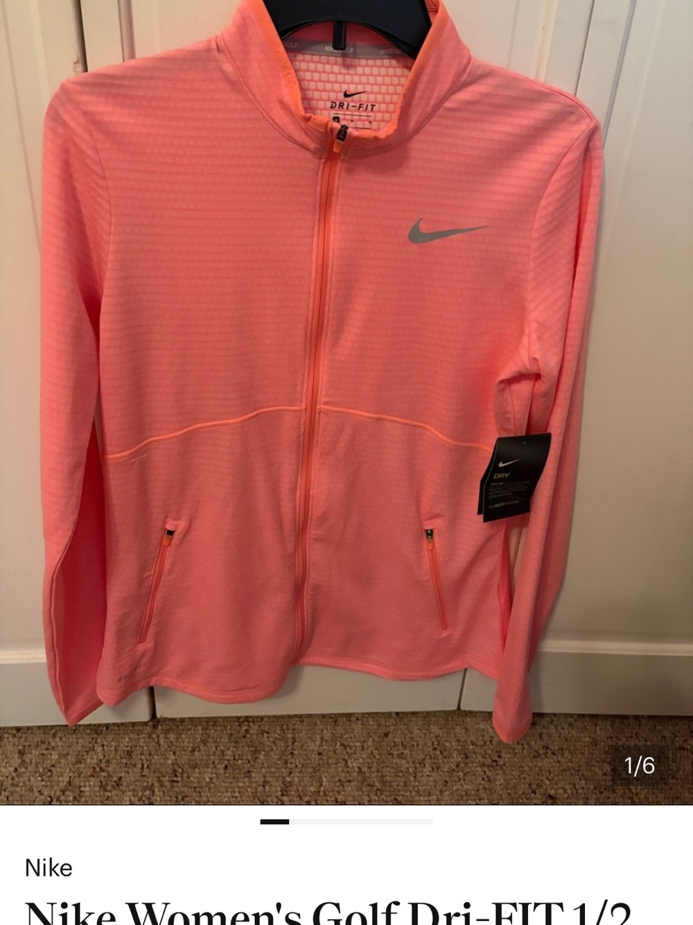NWT Nike Women's Golf Dri-FIT 1/2 Zip Pullover Top Medium Coral Pink - Picture 7 of 7